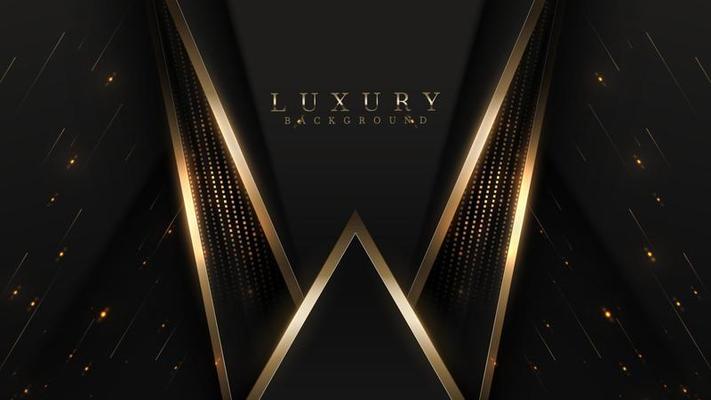 Golden lines on a black background with starlight effect decoration. Luxury award ceremony design concept.
