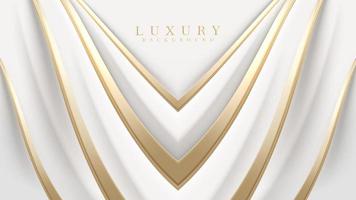 White luxury background with golden curve line element and glitter light effect decoration. vector