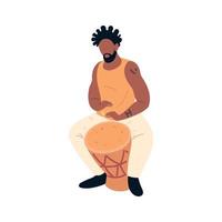 afro man playing drum vector