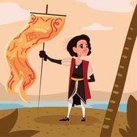 Christopher Columbus with flag vector