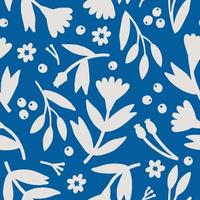 Hand drawn flower seamless silhouette pattern vector