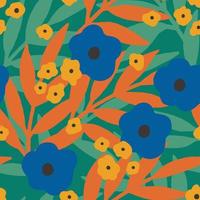 Organic hand drawn abstract floral pattern vector