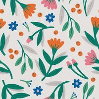 Hand drawn colorful floral pattern vector