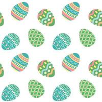 Easter eggs with colorful ornaments. Vector seamless pattern. Isolated on white background. Festive design for fabric, scrapbooking, wrapping, wallpaper.