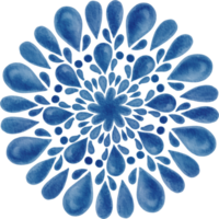 blue mandala watercolor painted png