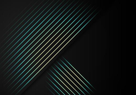 Abstract Stripes Blue yellow Lines Diagonal Overlap on Black Background with Copy Space for Text