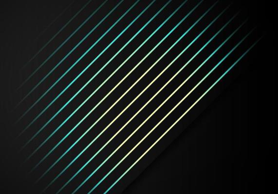 Abstract Stripes Blue yellow Lines Diagonal Overlap on Black Background with Copy Space for Text