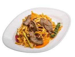 Fried noodles with beef photo