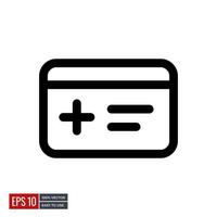 Medical insurance card icon, minimal line icons perfect for web design or health apps. Simple vector illustration.