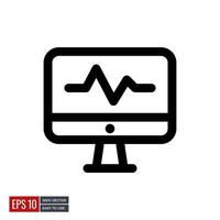 vector de icono de monitor de estadísticas médicas. iconos de línea mínimos perfectos para diseños web o de aplicaciones de salud. ilustración sencilla.