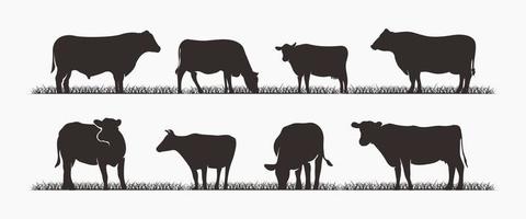 Silhouette cow livestock collection. perfect for design elements. vector illustration