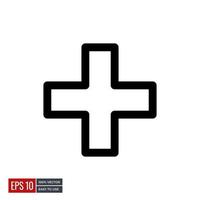vector de icono de símbolo de cruz médica. iconos de línea mínimos perfectos para diseños web o de aplicaciones de salud. ilustración sencilla.