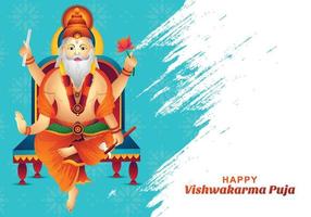 Happy vishwakarma puja illustration holiday card background vector