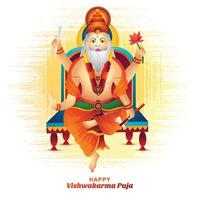 Happy vishwakarma puja illustration holiday card background vector