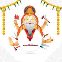 Happy vishwakarma puja illustration holiday card background vector