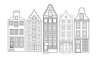 silhouettes of ancient european houses vector
