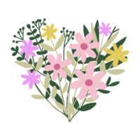 Watercolor Valentines Day floral heart shape with colorful flower png