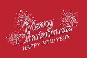 Merry Christmas and Happy New Year text design. vector