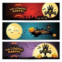 conjunto de tres pancartas de halloween. vector