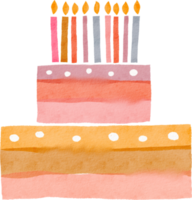 Watercolor colorful bithday cake png