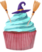 Watercolor painted Halloween Cupcake png