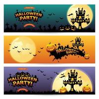 Set of three Halloween banners. vector