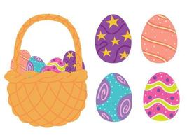 easter eggs and basket vector