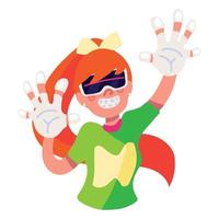 girl wearing VR goggles vector