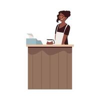 female barista character vector