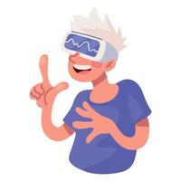 guy gamer with vr glasses vector