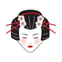 personaje de cara de geisha vector