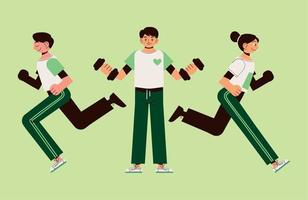 people practicing exercise vector