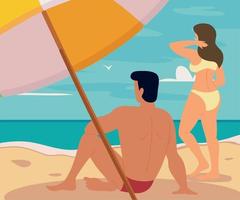 couple in the beach vector