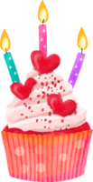 cupcake de aniversário colorido em aquarela png