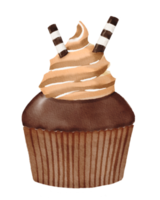 cupcake de chocolate acuarela png