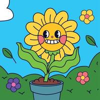 cartoon potted flower vector