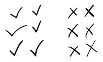 Free Vector  Check mark and cross square hand drawn collection