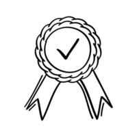 hand drawn medal icon in doodle style vector