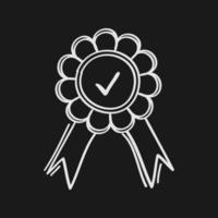 hand drawn medal icon in doodle style vector