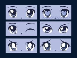 ojos femeninos de anime vector