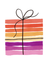 Watercolor gift box for birthday png