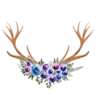 watercolor antler and flower png