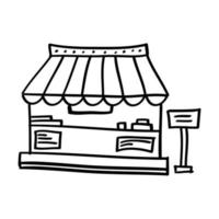 hand drawn store icon in doodle style vector