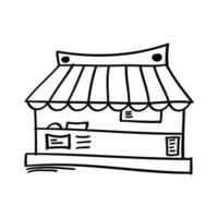 hand drawn store icon in doodle style vector