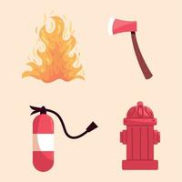 fire and ax icons vector