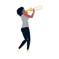 mujer tocando una trompeta vector