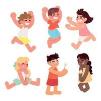 set of happy kids vector