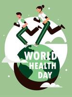 día mundial de la salud, gente corriendo vector