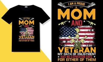 Trendy veteran t shirt design vector