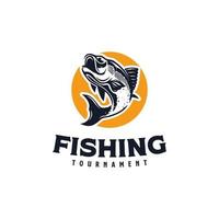 Fishing tournament logo design template vector